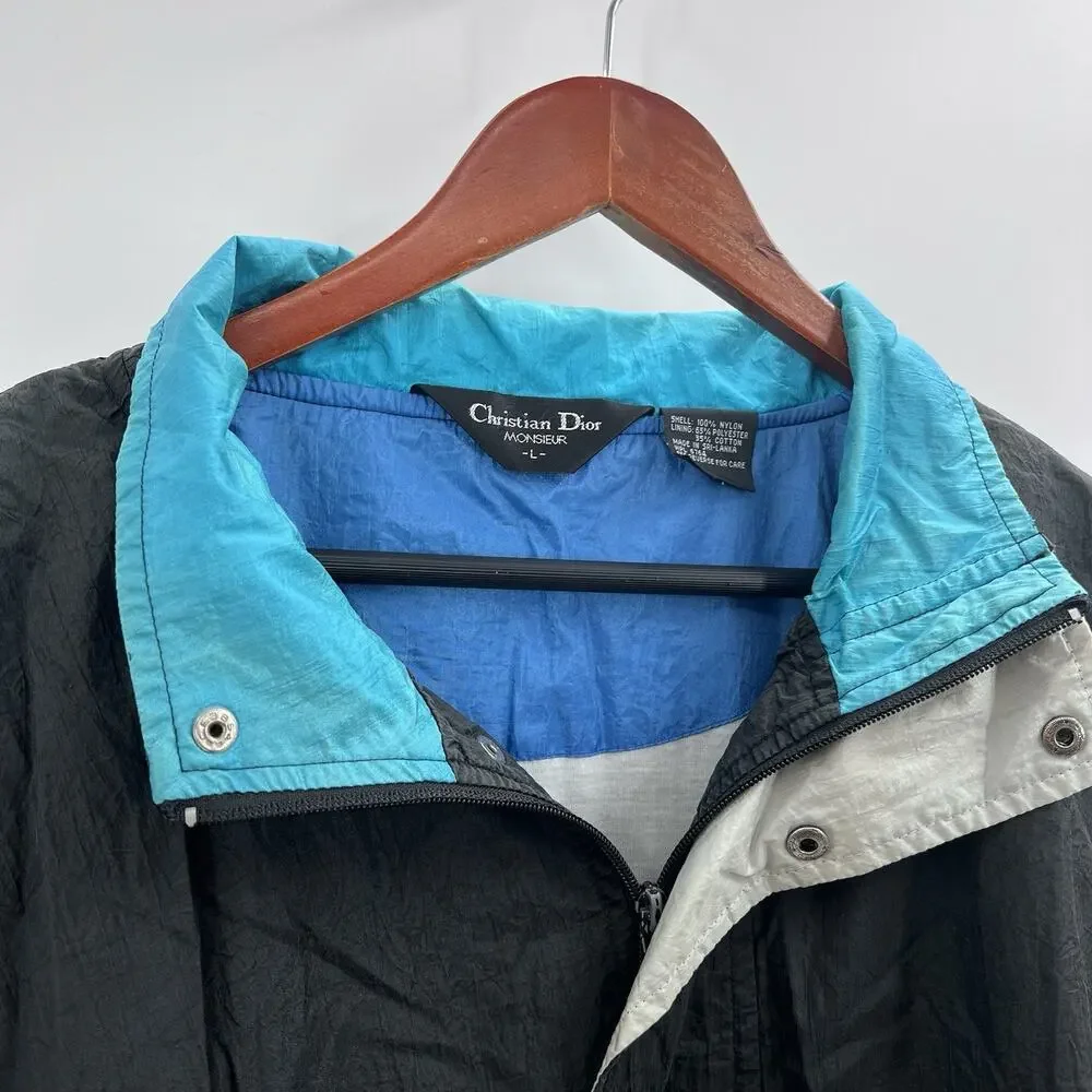 Vintage Christian Dior Monsieur Color Block Nylon Windbreaker Jacket Mens - Picture 7 of 15